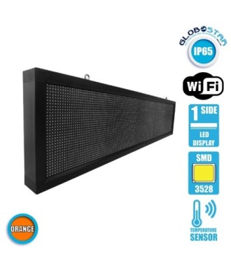 GLOBOSTAR® DISPLAY 90284 Κυλιόμενη Ψηφιακή Επιγραφή 160x32cm P10 Μονής Όψης LED AC 220-240V Αδιάβροχο IP65 Πορτοκαλί - WiFi Control μέσω FK APP - Αισθητήρας Θερμοκρασίας & Υγρασίας - Μ168 x Π9 x Υ40cm - 2 Χρόνια Εγγύηση